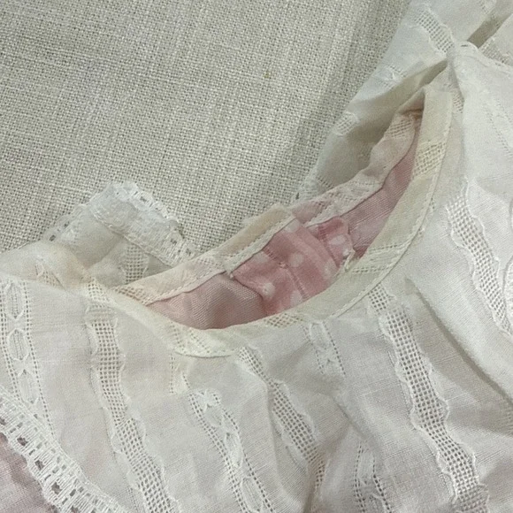 Vtg Kim Originals Dress Girls Prairie 12 Polka Dot Lace Collar Farmcore Cottagec - Picture 7 of 14